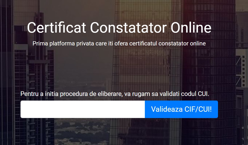 Eliberare Certificat Constatator pentru Banca Online